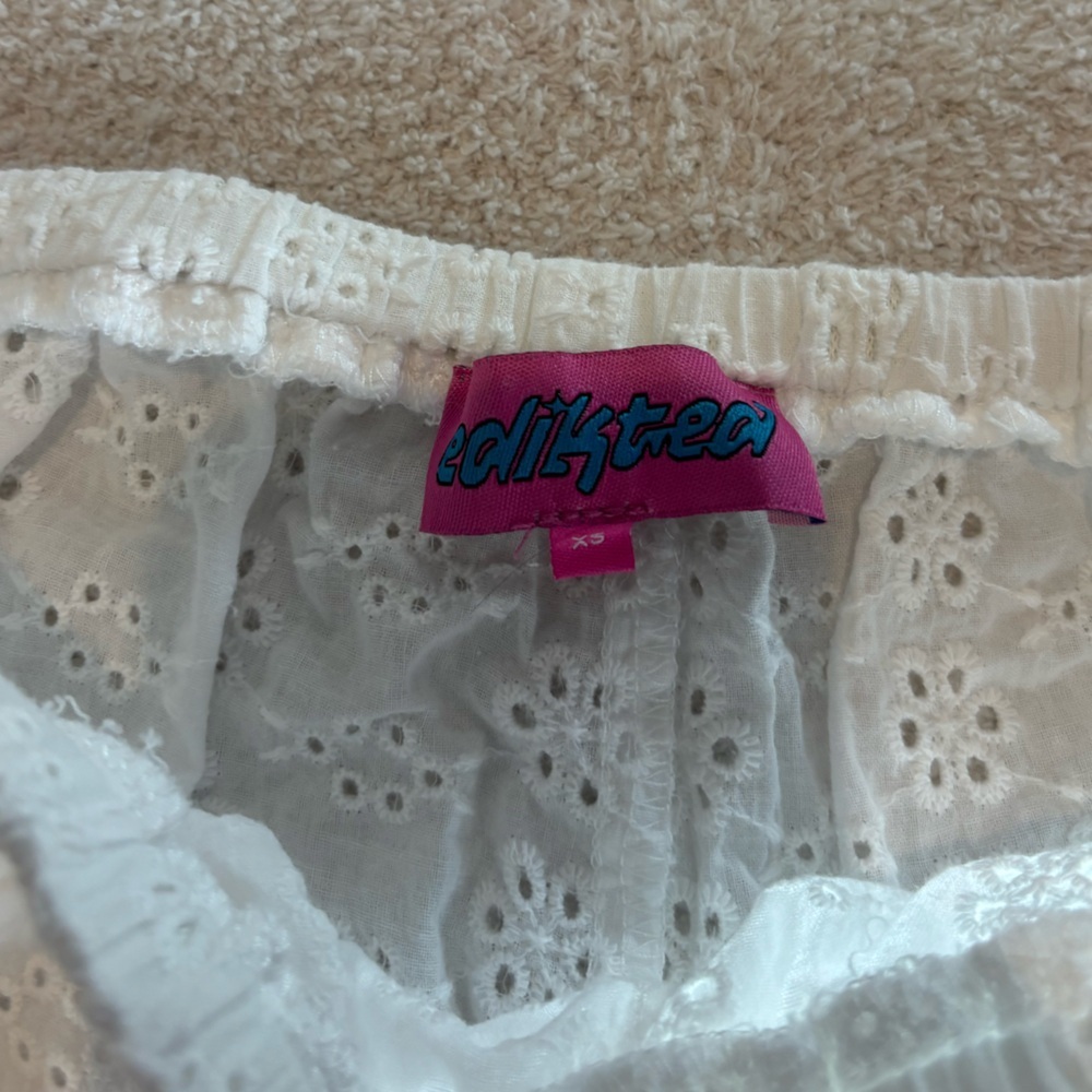 Edikted Women’s Lemon Lacey Cotton Pants XS - Picture 4 of 4
